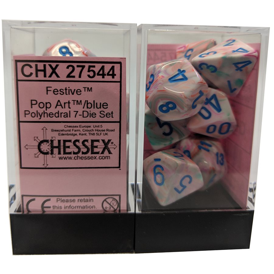 Chessex: 7 Dice Set - Festive Pop Art/Blue