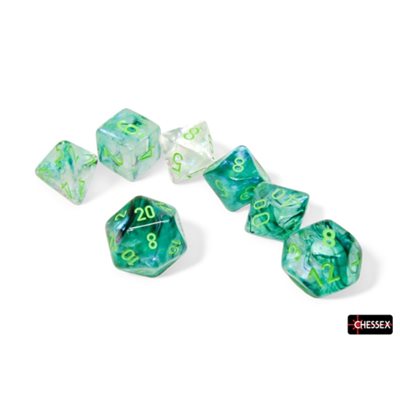 Chessex: 7 Dice Set - Borealis Kelp/Light Green