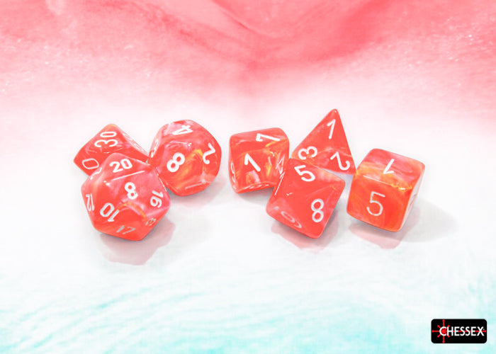 Chessex: 7 Dice Set - Festive Dahlia/White Luminary