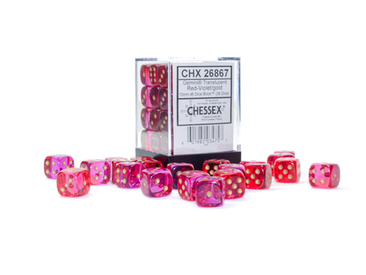 Chessex: 36D6 - Gemini Translucent Red-Violet/Gold