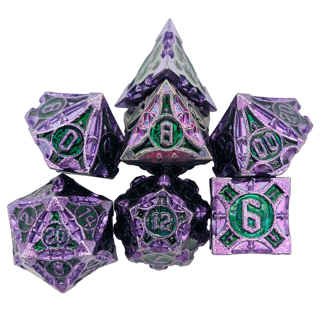Mystery Dice Goblin: Metal Dice Set - Point Purple and Green