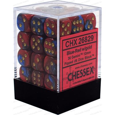 Chessex: 36D6 - Gemini Blue-Red/Gold
