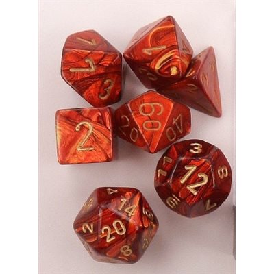 Chessex: 7 Dice Set -Scarab Scarlet/Gold
