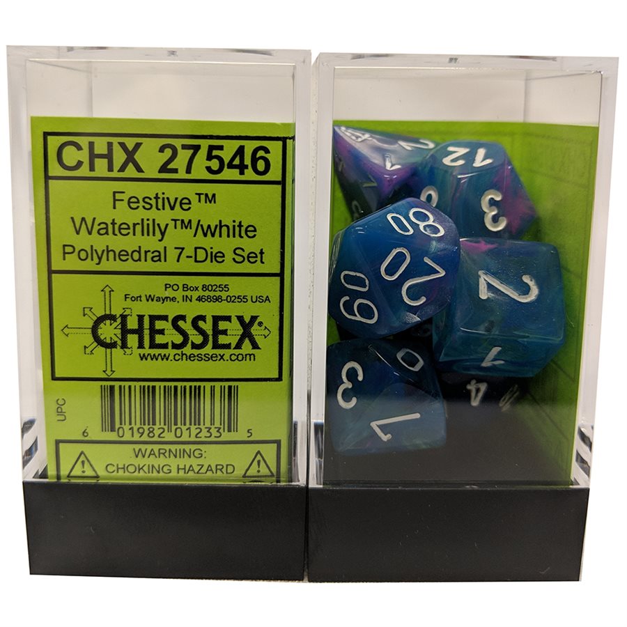 Chessex: 7 Dice Set - Festive Waterlily/White