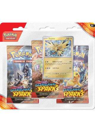 Pokemon: Scarlet and Violet SV8 - Surging Sparks - 3 Pack Blister