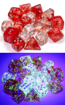 Chessex: 7 Dice Set - Nebula Red/Silver Luminary