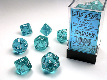 Chessex: 7 Dice Set - Translucent Teal/White