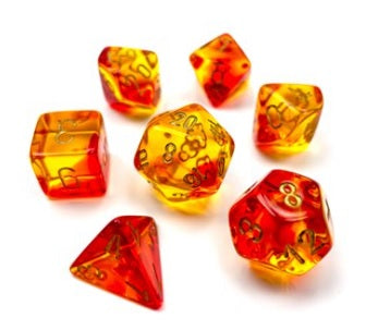 Chessex: 7 Dice Set - Gemini Translucent Red-Yellow/Gold