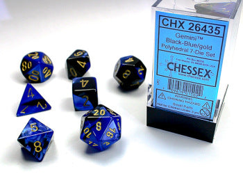 Chessex: 7 Dice Set - Gemini Black-Blue/Gold