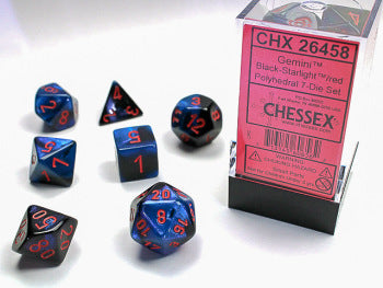 Chessex: 7 Dice Set - Gemini Black-Starlight/Red