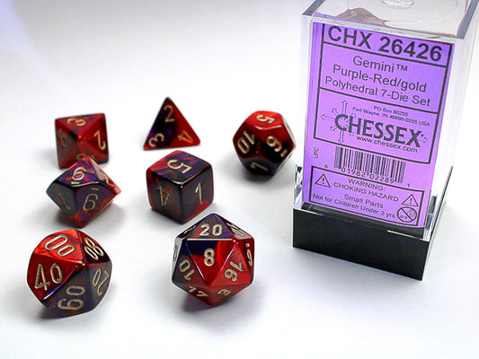 Chessex: 7 Dice Set - Gemini Purple-Red/Gold