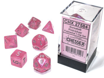 Chessex: 7 Dice Set - Borealis Pink/Silver