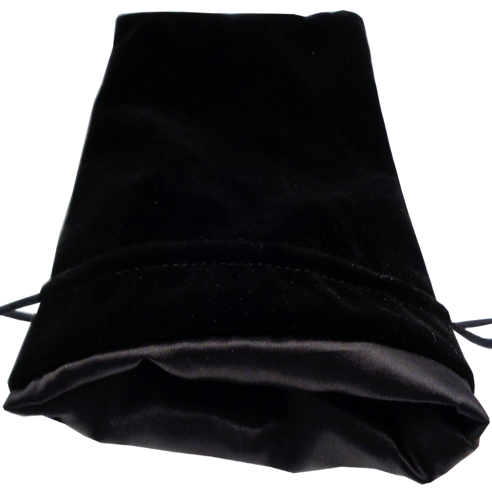 Fan Roll: Large Black Velvet with Black Satin Lining Dice Bag