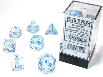 Chessex: 7 Dice Set - Borealis Icicle/Light Blue Luminary