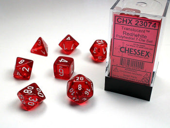 Chessex: 7 Dice Set - Translucent Red/White