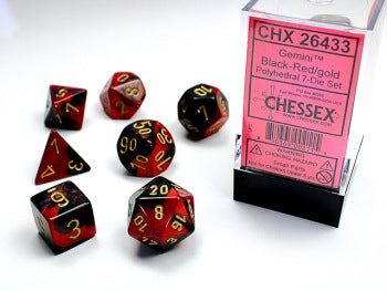 Chessex: 7 Dice Set - Gemini Black-Red/Gold