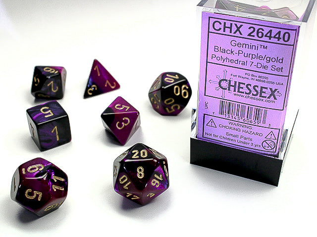 Chessex: 7 Dice Set - Gemini Black-Purple/Gold