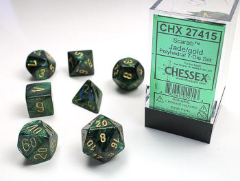 Chessex: 7 Dice Set - Scarab Jade/Gold