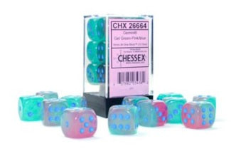 Chessex: 12D6 - Gemini Gel Green-Pink/Blue