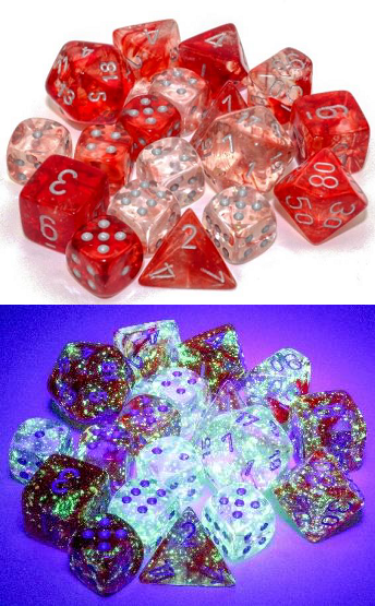 Chessex: 36D6 - Nebula Red/Silver Luminary