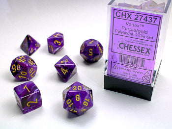 Chessex: 7 Dice Set - Vortex Purple/Gold