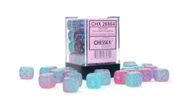 Chessex: 36D6 - Gemini Gel Green-Pink/Blue Luminary