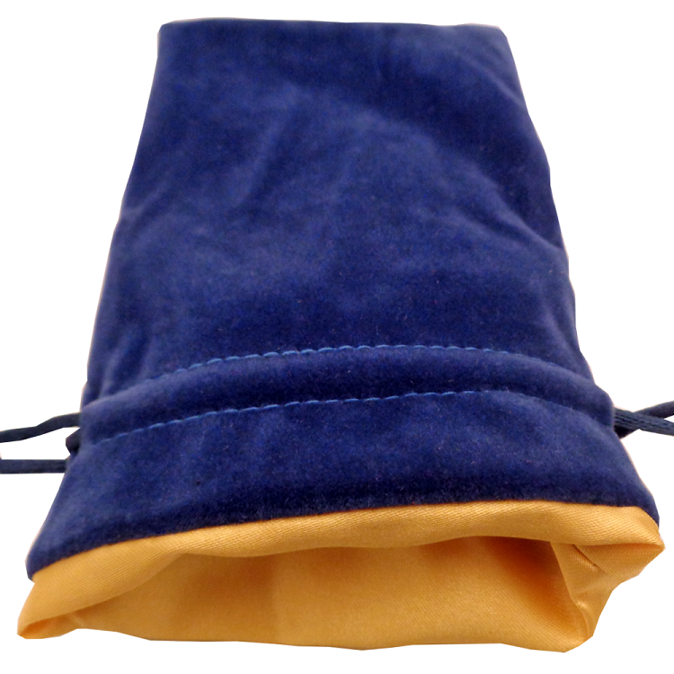 Fan Roll: Large Blue Velvet with Gold Satin Lining Dice Bag