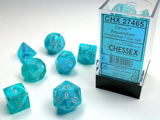 Chessex: 7 Dice Set - Cirrus Aqua/Silver