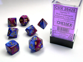 Chessex: 7 Dice Set - Gemini Blue-Purple/Gold