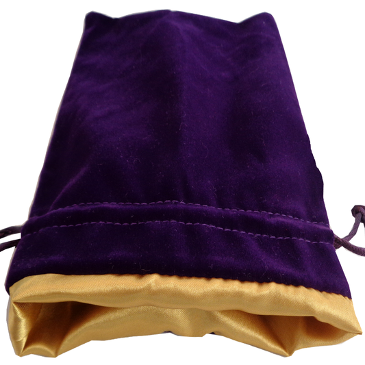 Fan Roll: Large Purple Velvet with Gold Satin Lining Dice Bag